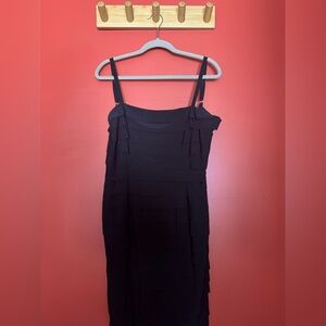 Evan Picone black bodycon ruffle dress size 8 black